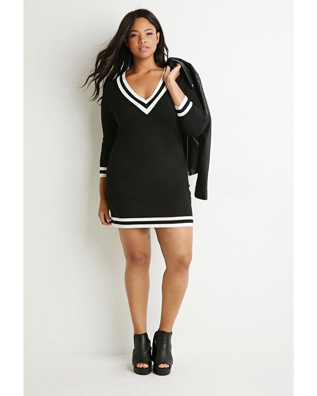 Varsity-striped Sweater Dress 