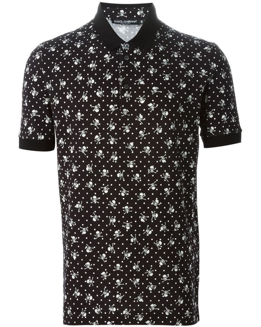 Dolce & Gabbana Skull & Crossbones Print Polo Shirt in Black for Men | Lyst