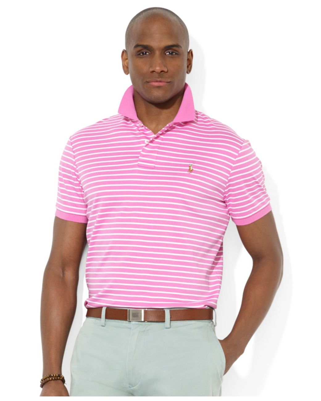 Polo Ralph Lauren Polo Striped Pima Softtouch Polo Shirt in Pink for Men |  Lyst