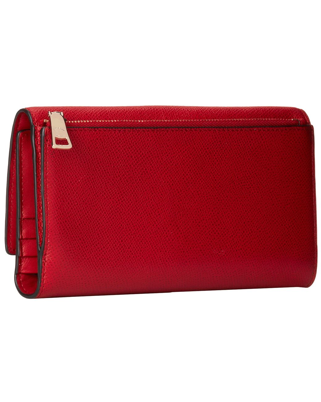 COACH Embossed Txtrd Leather Checkbook Wallet in Red | Lyst