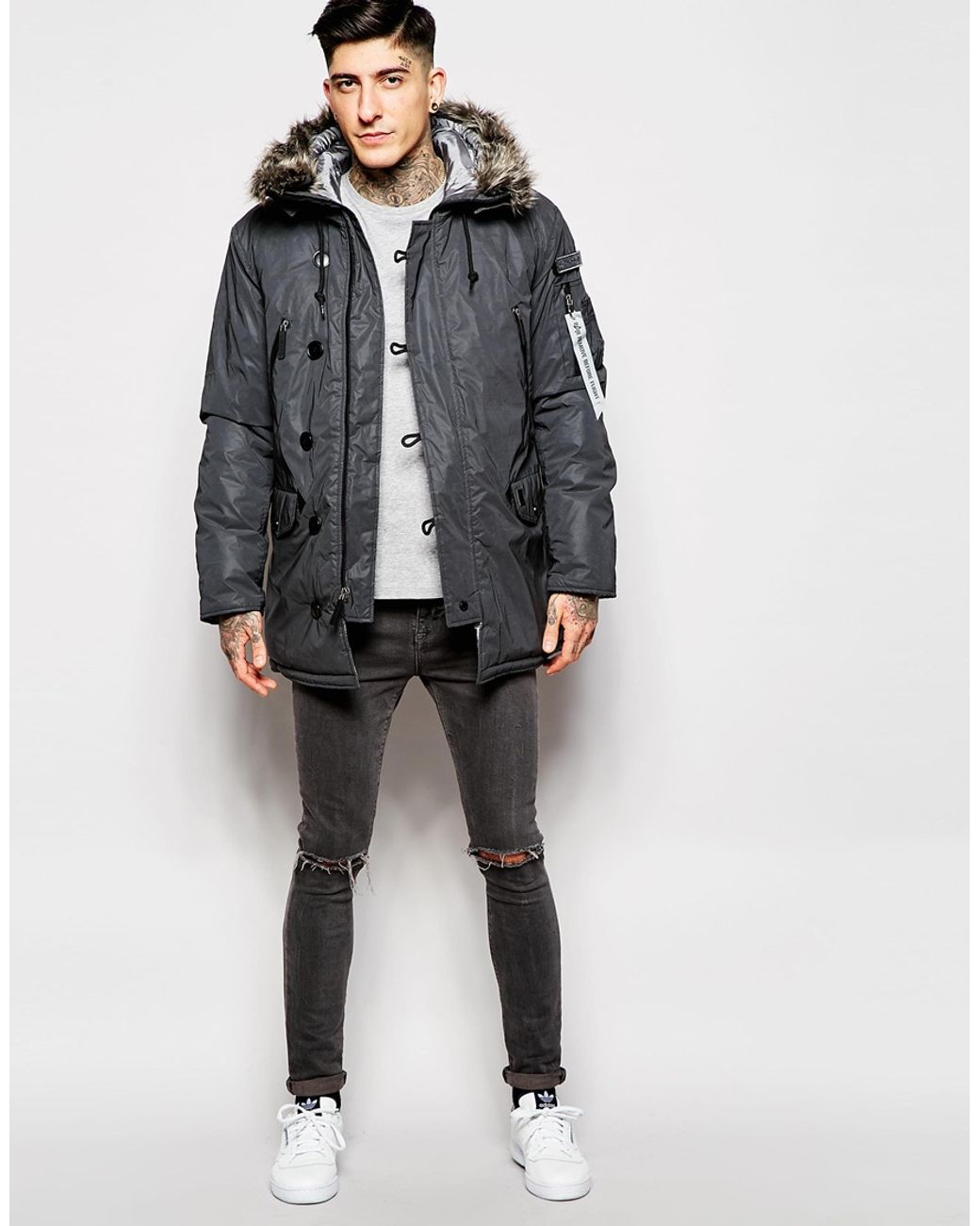 Alpha Industries Reflective N3b Parka in Gray for Men | Lyst