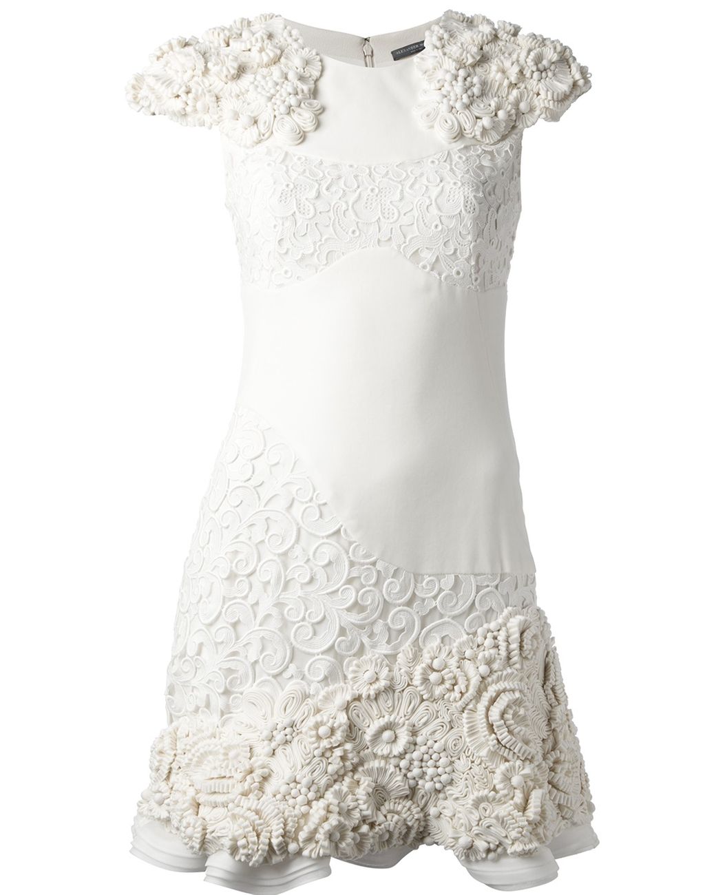 A tulip sleeve peplum dress with a - Alexander McQueen