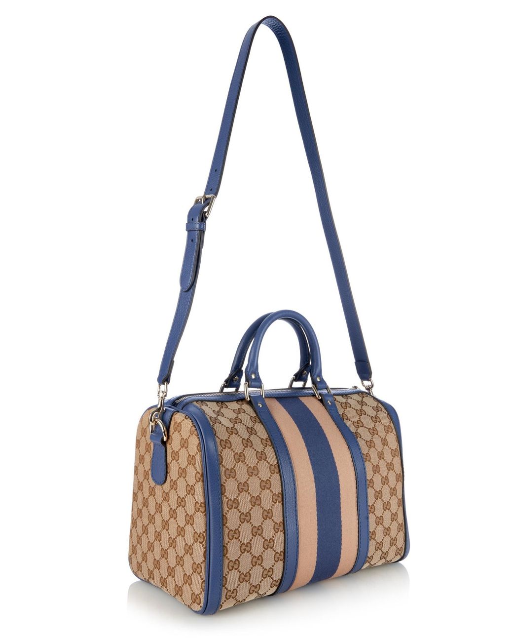 Gucci Blue And Pink Vintage Web Boston Bag GG Canvas Medium Duffle Bag –  Max Pawn