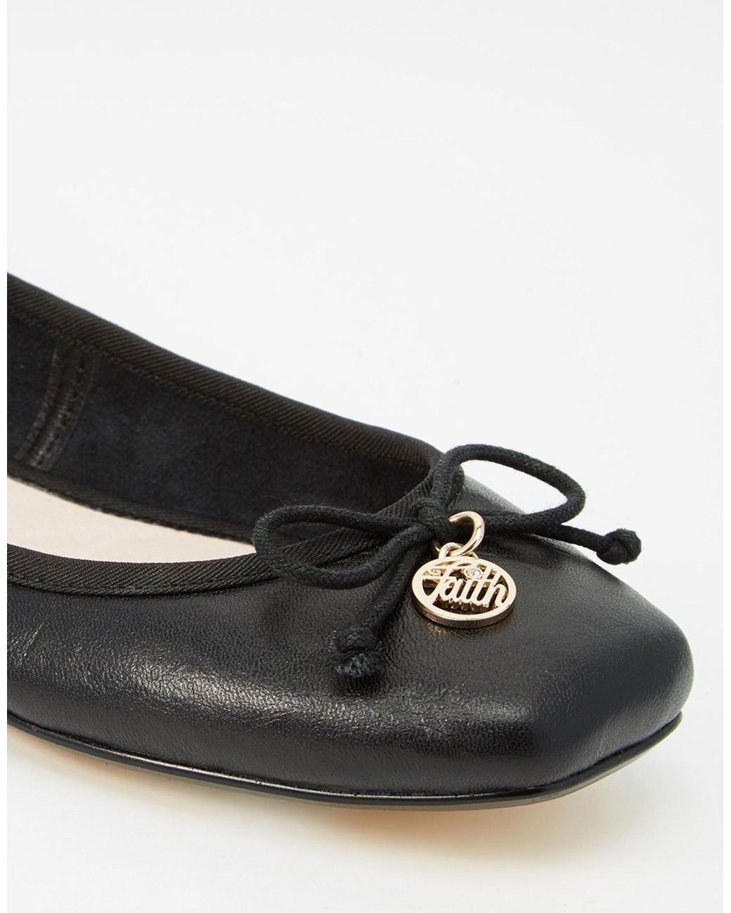 Faith Austin Leather Square Toe Ballet Flats Black Lyst