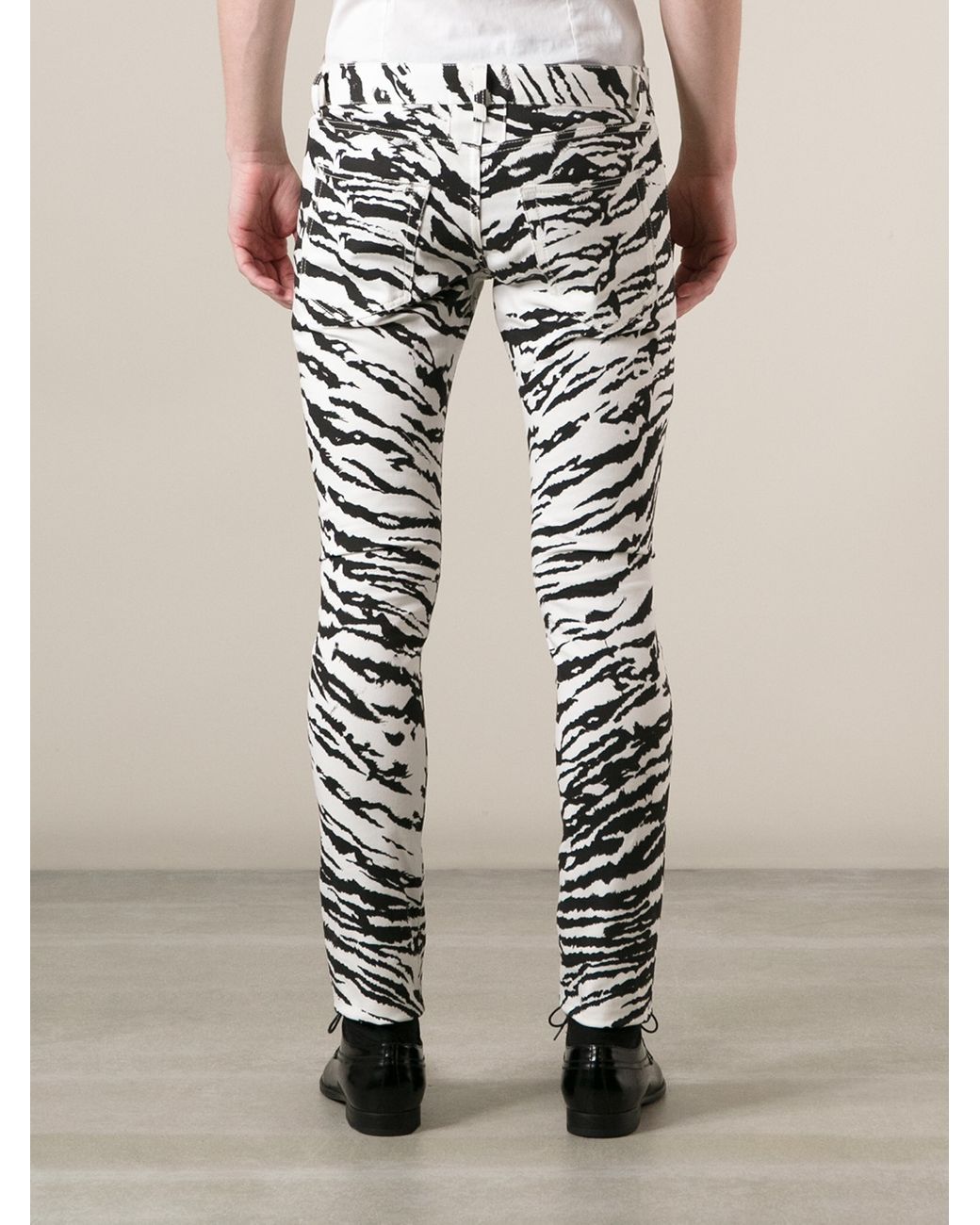 Saint Laurent Zebra Print Skinny Jean in Black for Men | Lyst