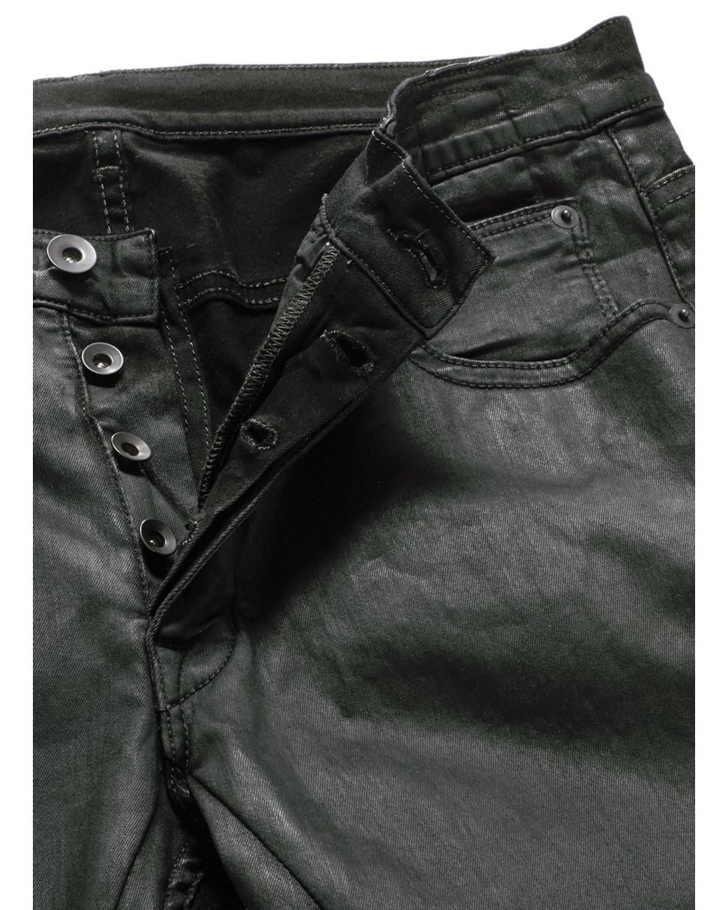 Rick Owens DRKSHDW 'detroit' Waxed Denim Slim Fit Jeans in Black