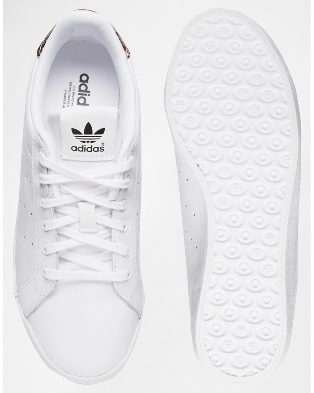 adidas Originals White Miss Stan With Leopard Print Back Sneakers | Lyst