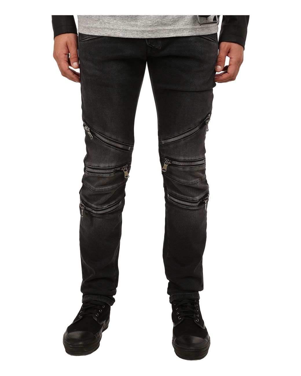 Balmain Zipper Jeans in Black Men | Lyst