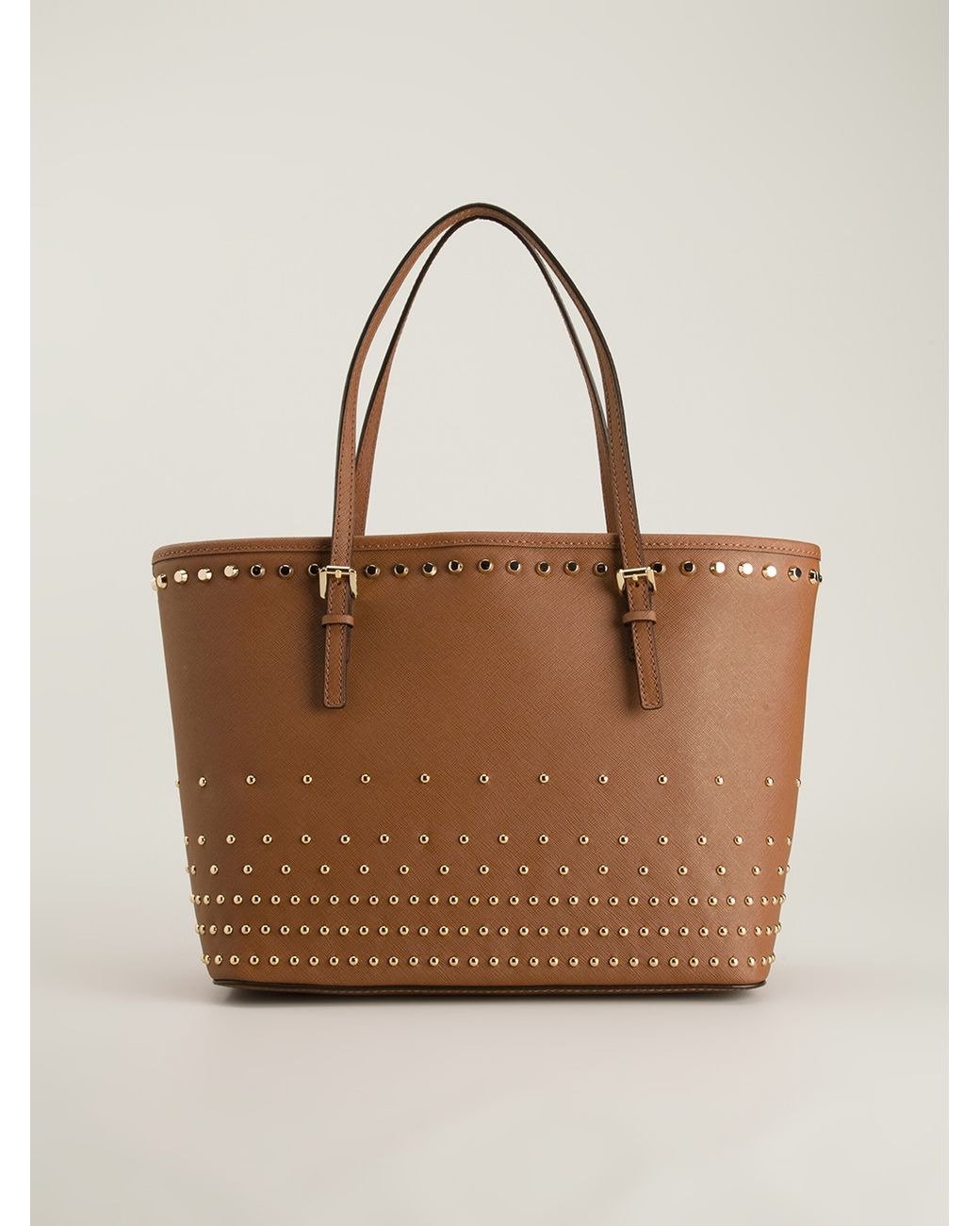 MICHAEL Michael Kors Jet Set Travel Studded Tote in Brown