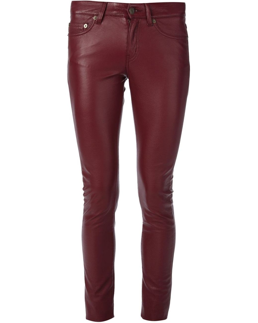 Saint Laurent Faux Leather Trousers in Red Lyst