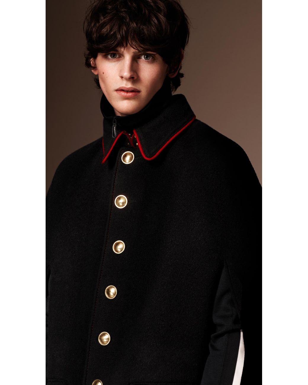 Burberry Wool Cashmere Military Cape in Black for Men | Lyst