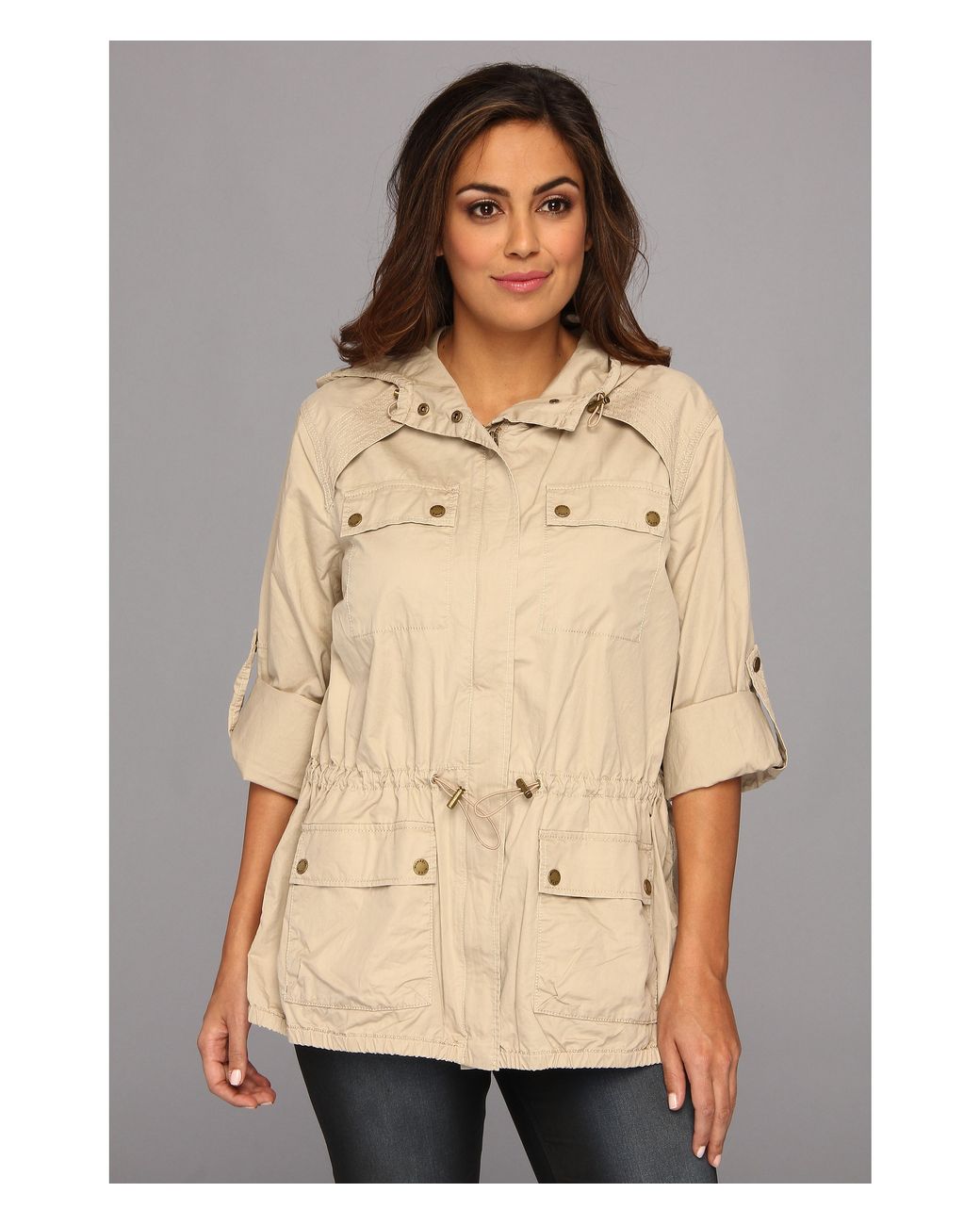 MICHAEL Michael Kors Plus Size Twill Cinch Waist Anorak Jacket in