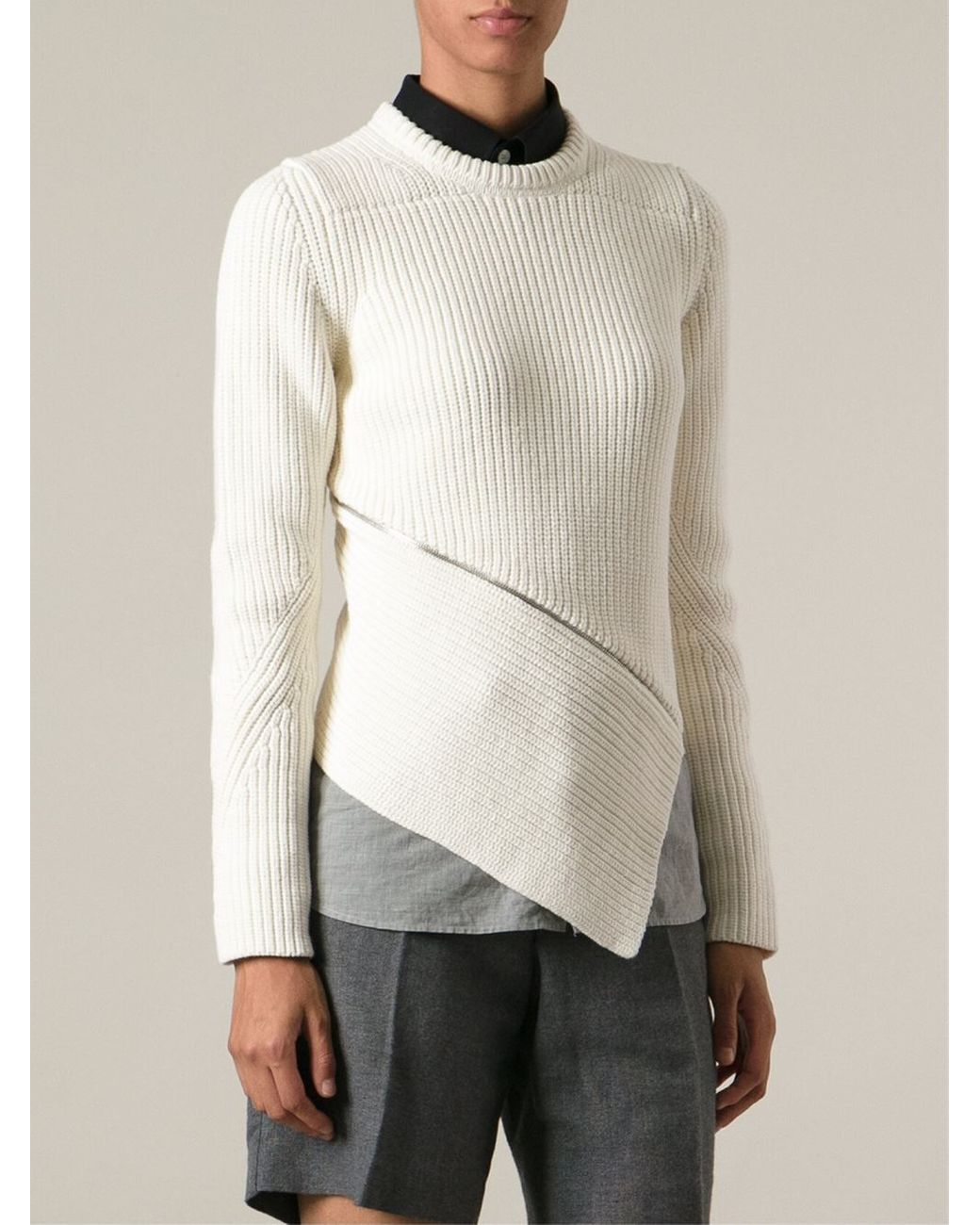 Alexander Wang Zip Peel Away Sweater in White | Lyst