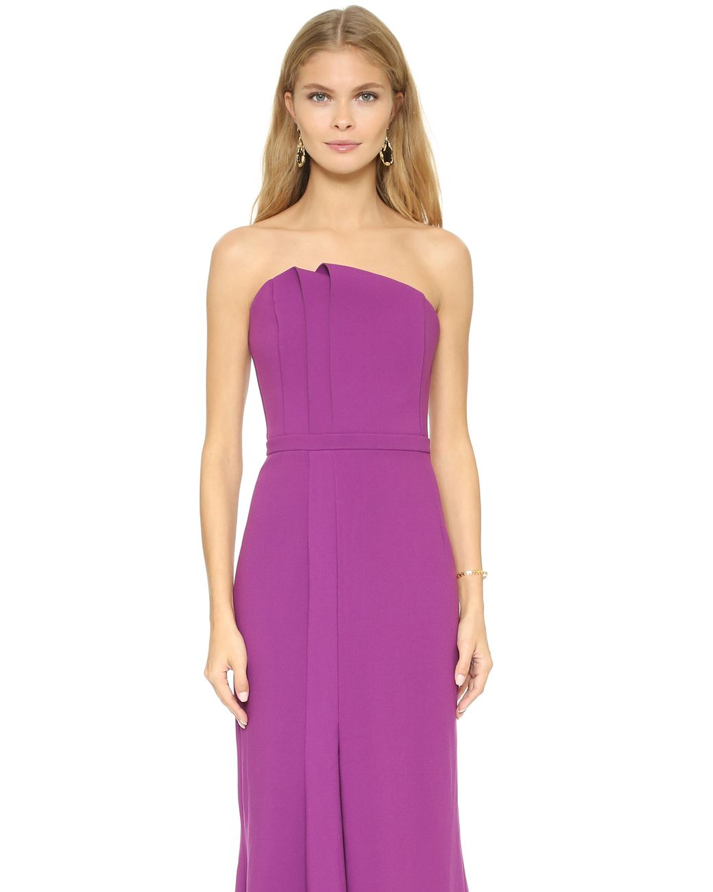Halston heritage strapless draped crepe gown discount