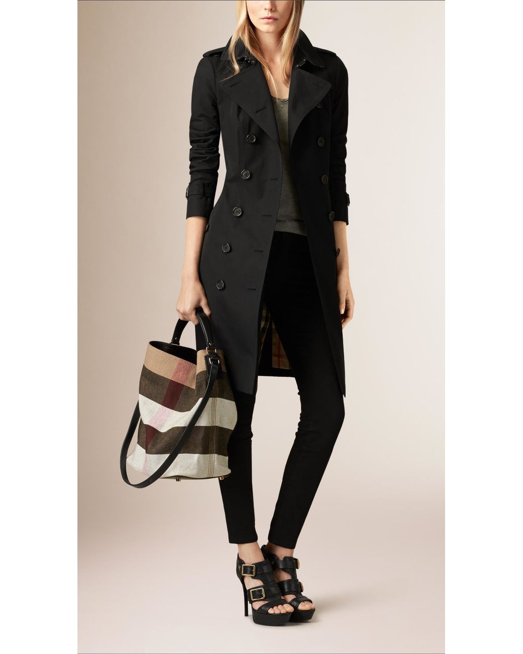 Burberry The Medium Ashby Canvas Check And Leather Bag in Black | Lyst