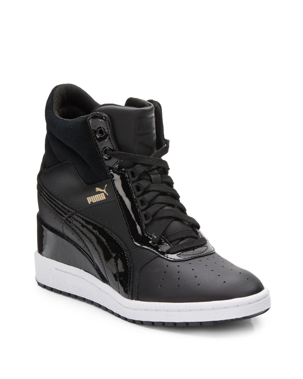 PUMA Advantage Leather Wedge Sneakers in Black | Lyst