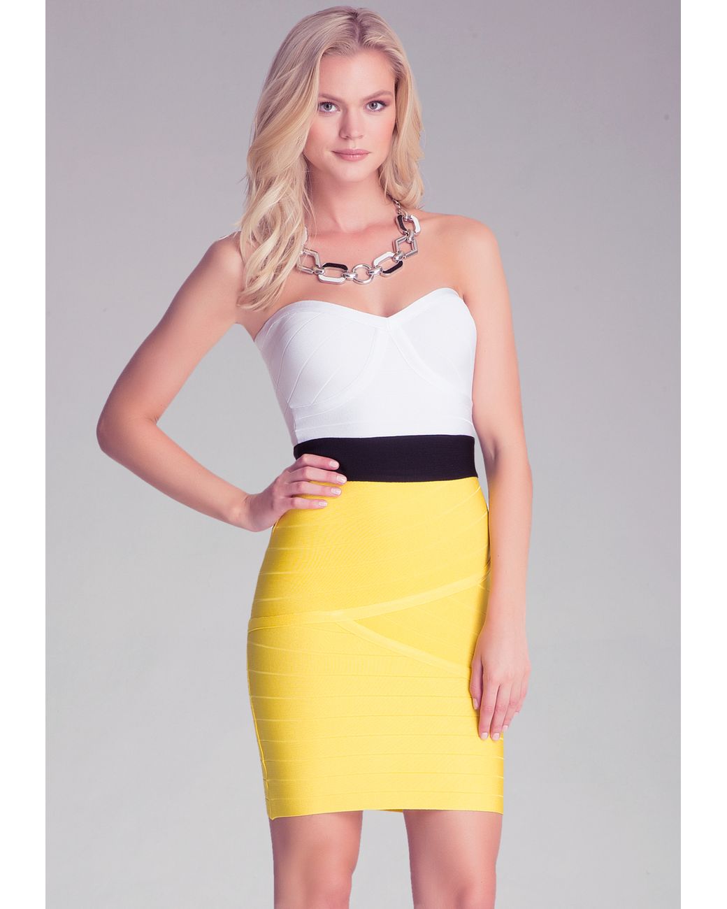 Bebe Bandage Colorblock Dress in Dandelion (Yellow) Lyst