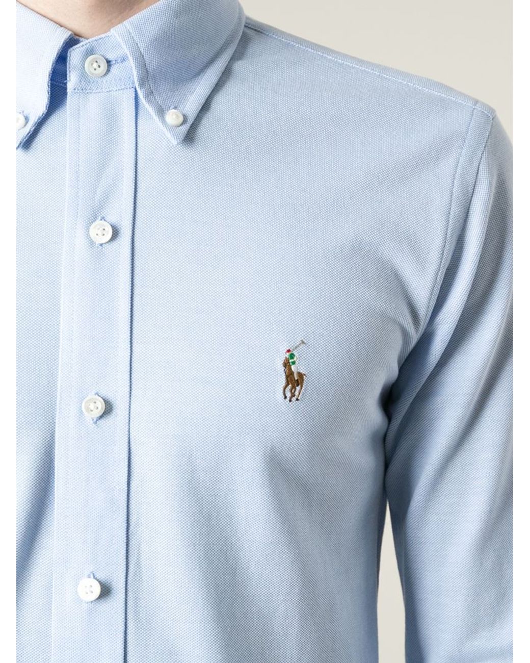 Polo Ralph Lauren Logo Embroidered Classic Shirt in Blue for Men | Lyst