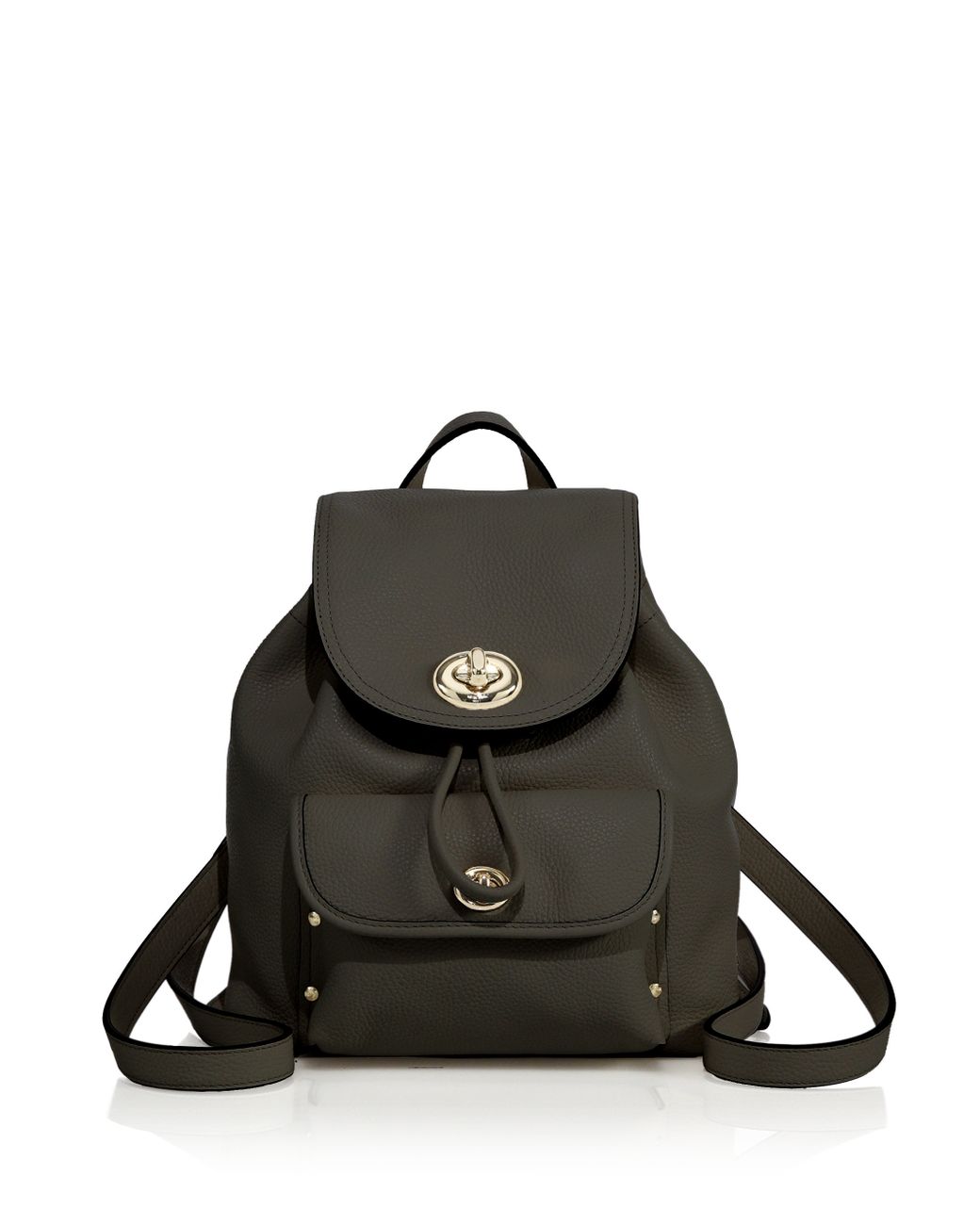 COACH Mini Leather Turnlock Backpack in Black