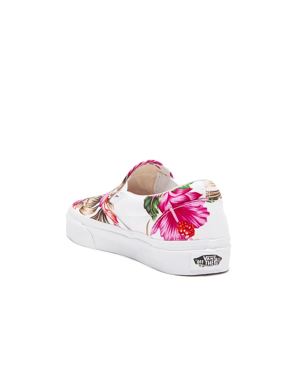 Vans Classic Hawaiian Floral Slip On Sneaker in White (Pink) | Lyst