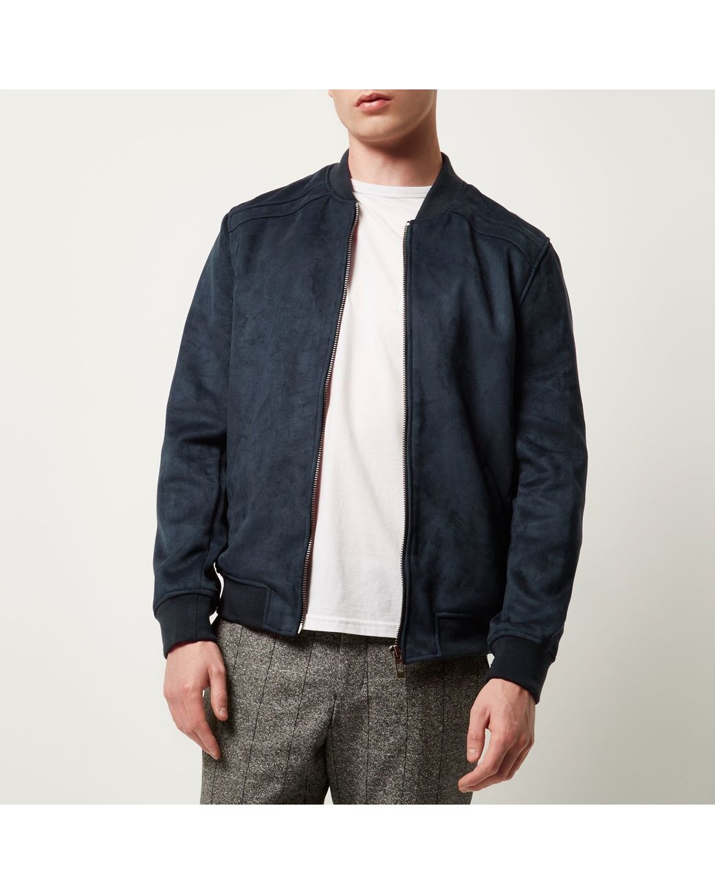 River Island Men's Quilted Bomber Jacket
