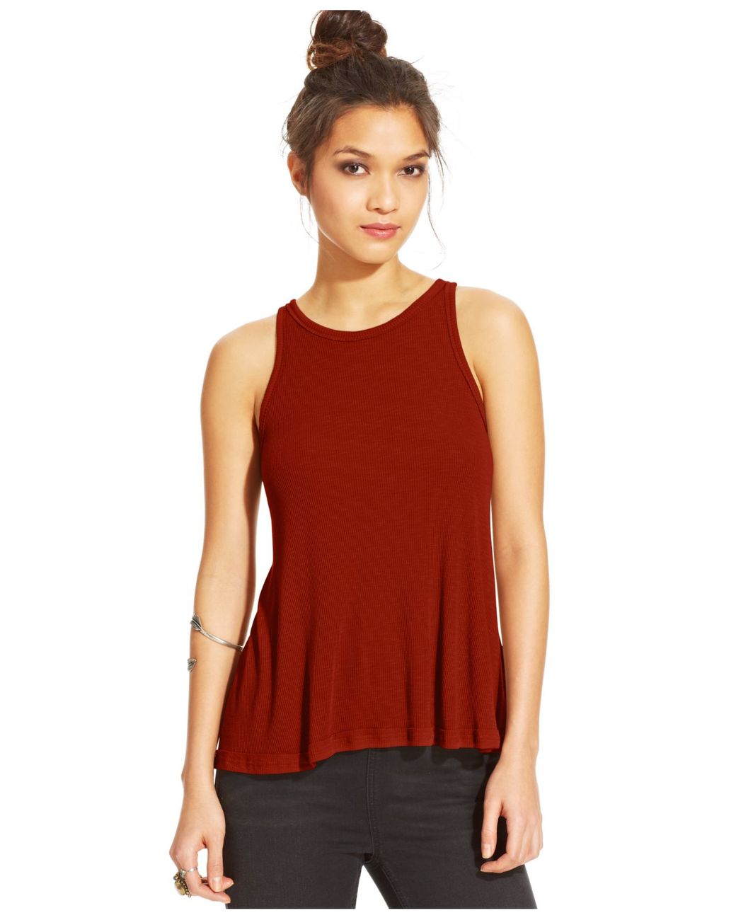 Free People Long Beach Ribbed Tank Top in Red | Lyst