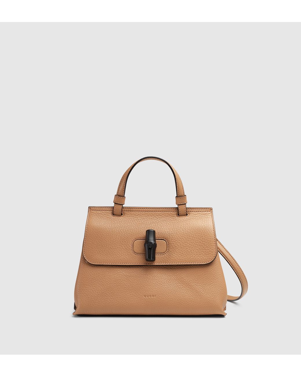 Gucci Bamboo Daily Leather Top Handle Bag in Natural | Lyst