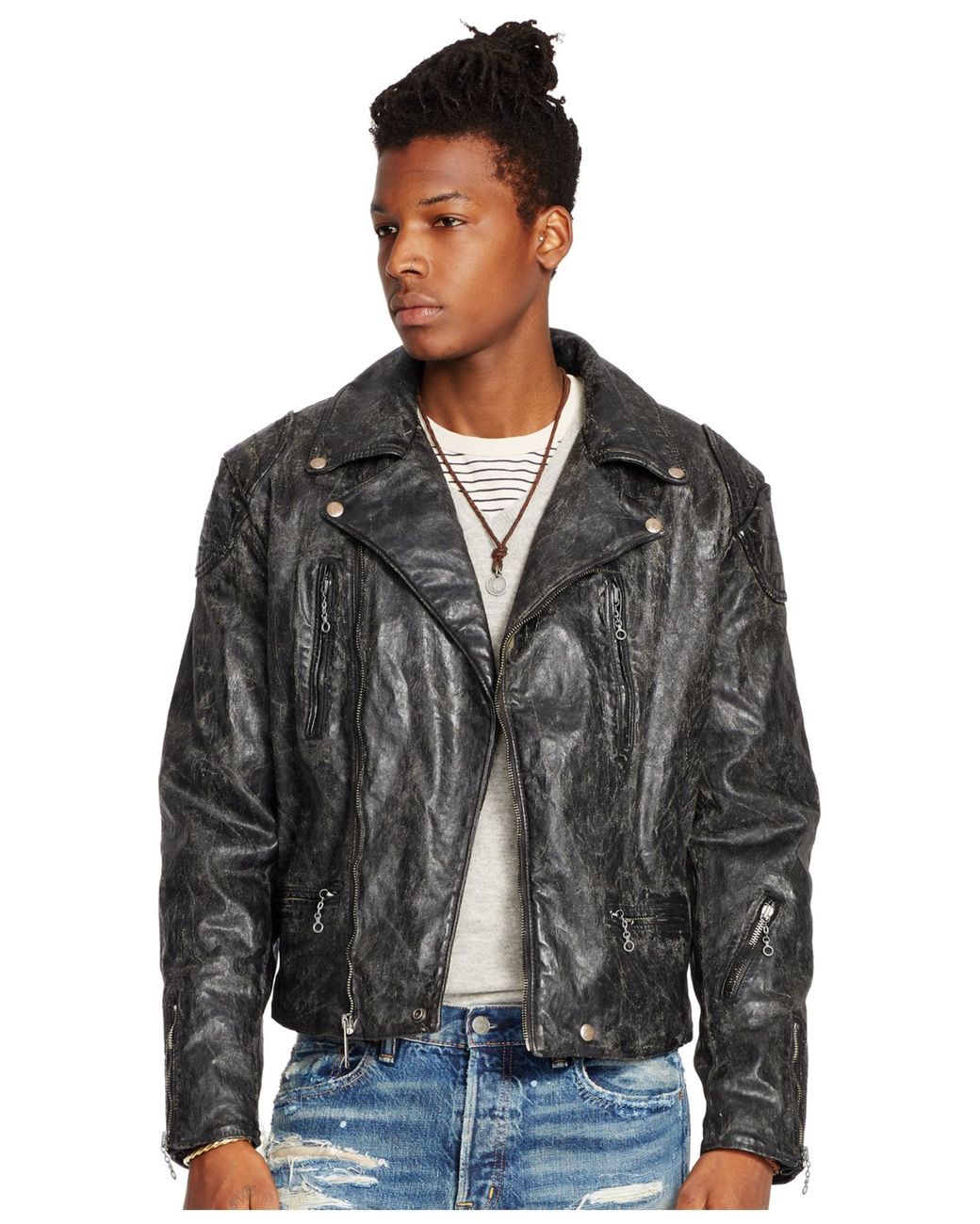 Ralph Lauren Coated Denim Moto Jacket 