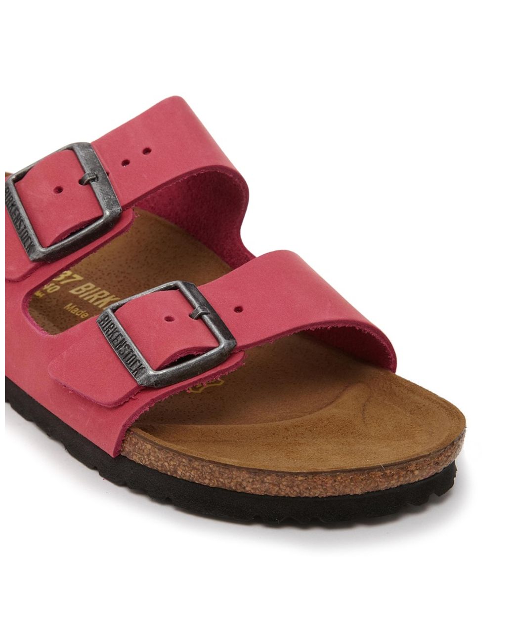 Birkenstock Arizona Leather Pink Nubuck Flat Sandals | Lyst