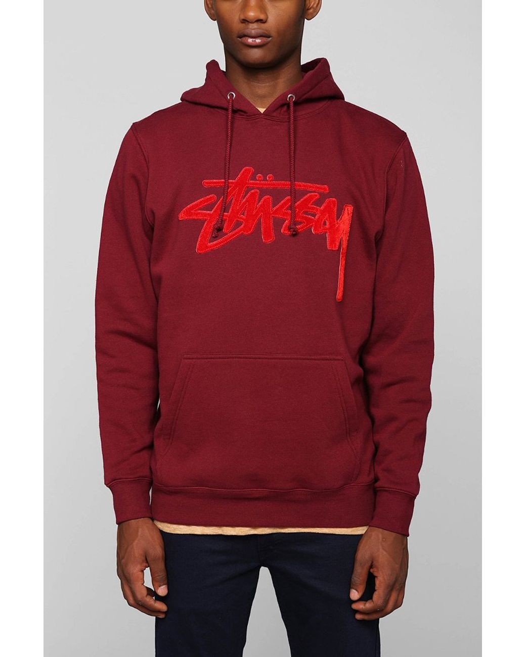 Maroon top stussy hoodie