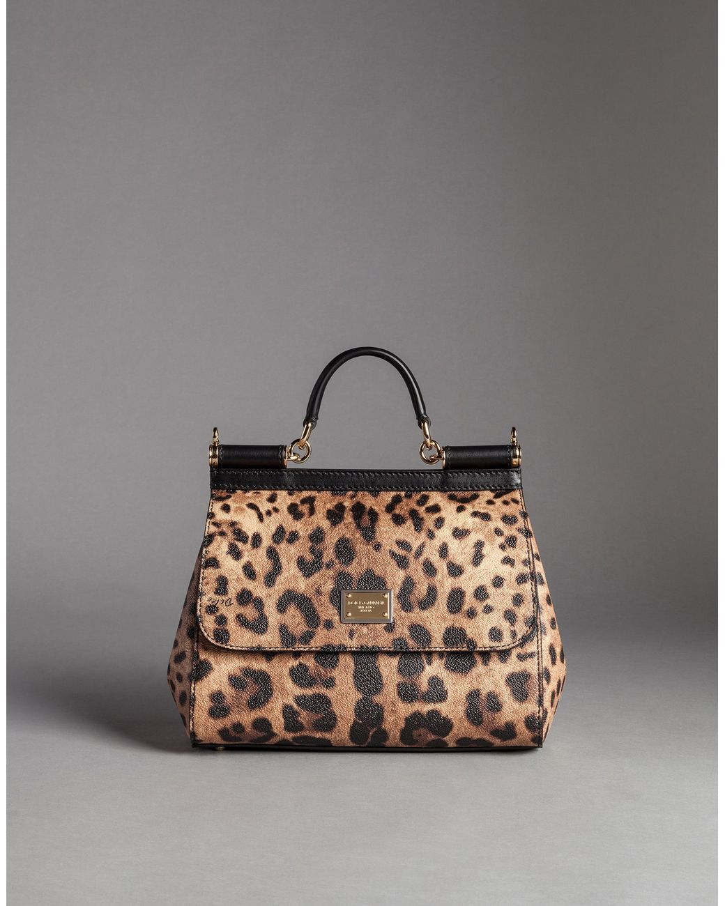 Dolce & Gabbana Medium Sicily Bag In Leopard Textured Leather in Brown |  Lyst