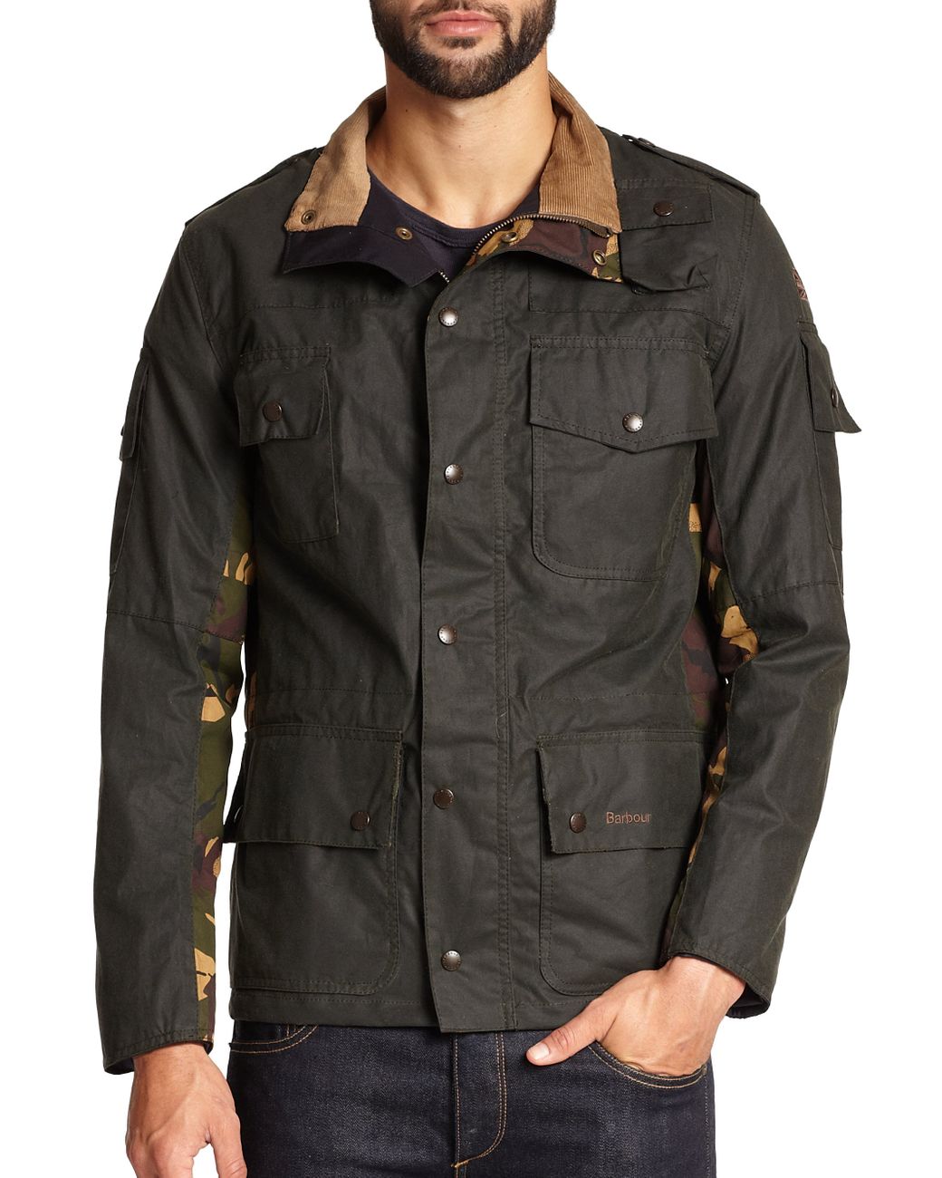 Barbour Cowen Commando Waxed Cotton Jacket in Green for Men | Lyst