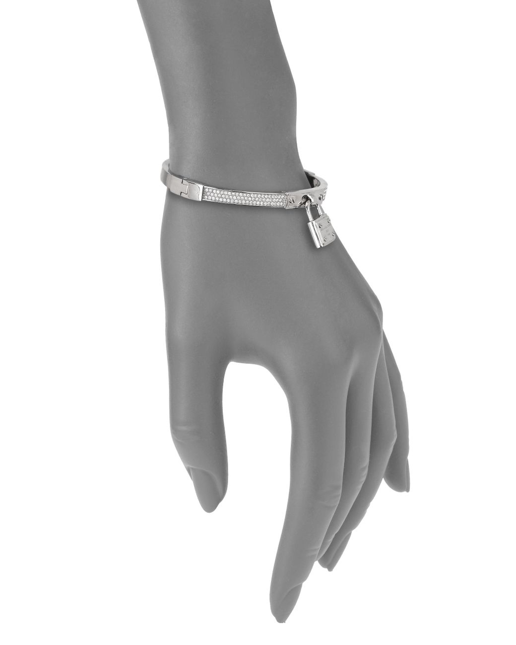 Michael Kors Brilliance Padlock Pavé Charm Bangle Bracelet/silvertone in  Metallic | Lyst