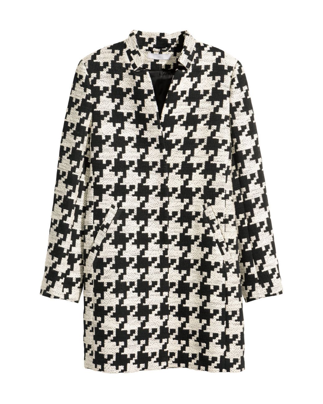 H&M Dogtooth-checked Coat in Black | Lyst Canada
