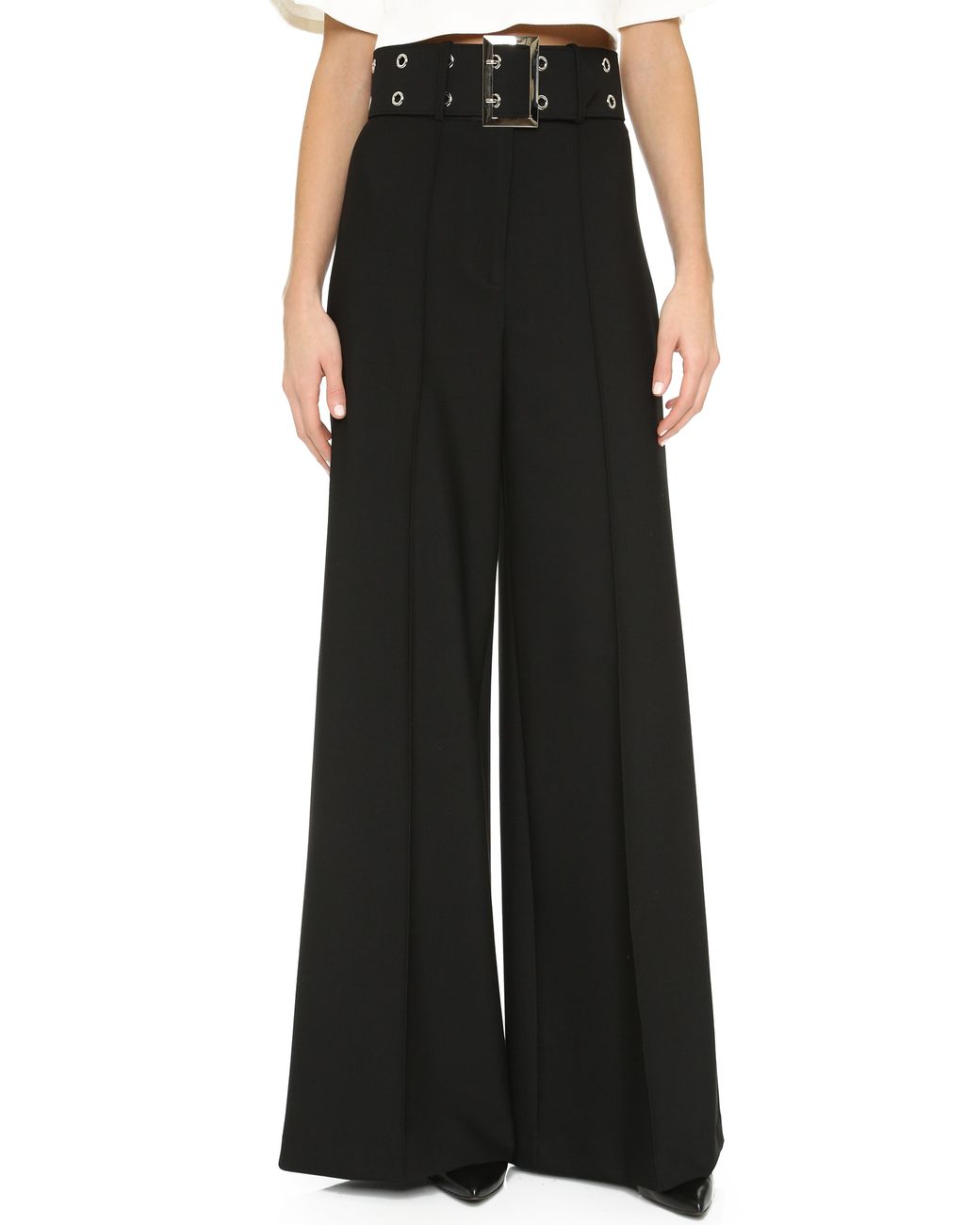 MILLY Wide Leg Pants in Black Lyst