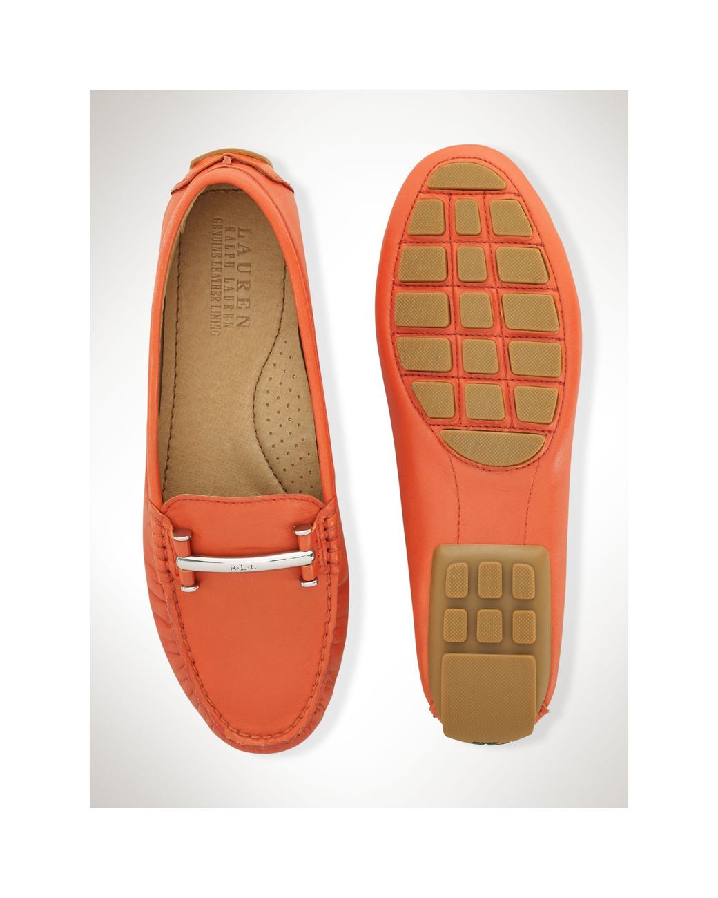 Ralph Lauren Leather Caliana Loafer in Orange | Lyst