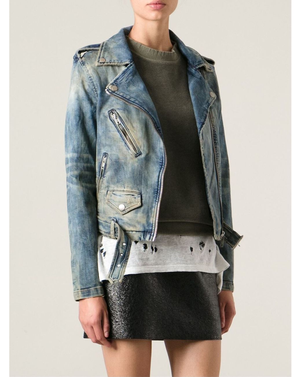 DIESEL Denim Biker Jacket in Blue Lyst