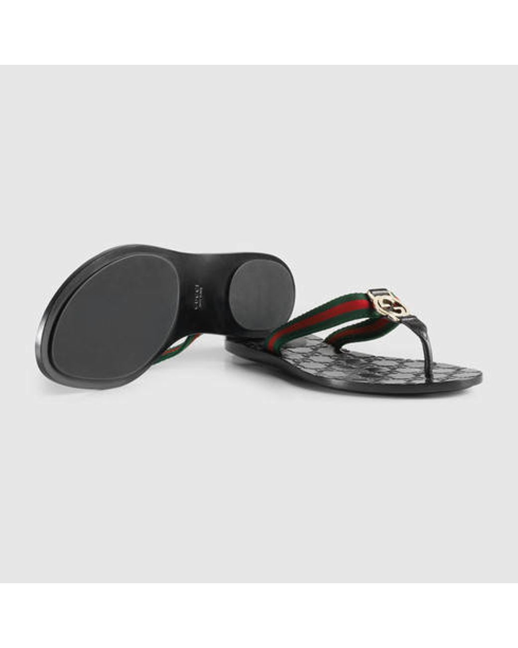 Gucci Gg Thong Web Sandal in Brown | Lyst