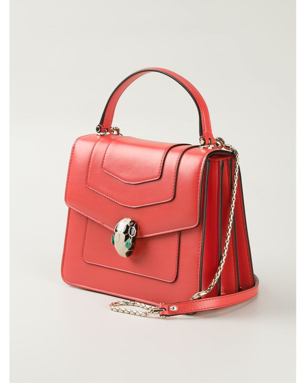 BVLGARI Serpenti Forever Calf-Leather Shoulder Bag in Red | Lyst