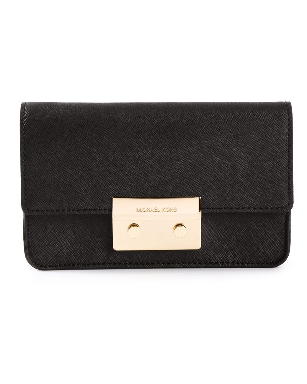 MICHAEL Michael Kors Gold Buckle Cross Body Bag in Black | Lyst