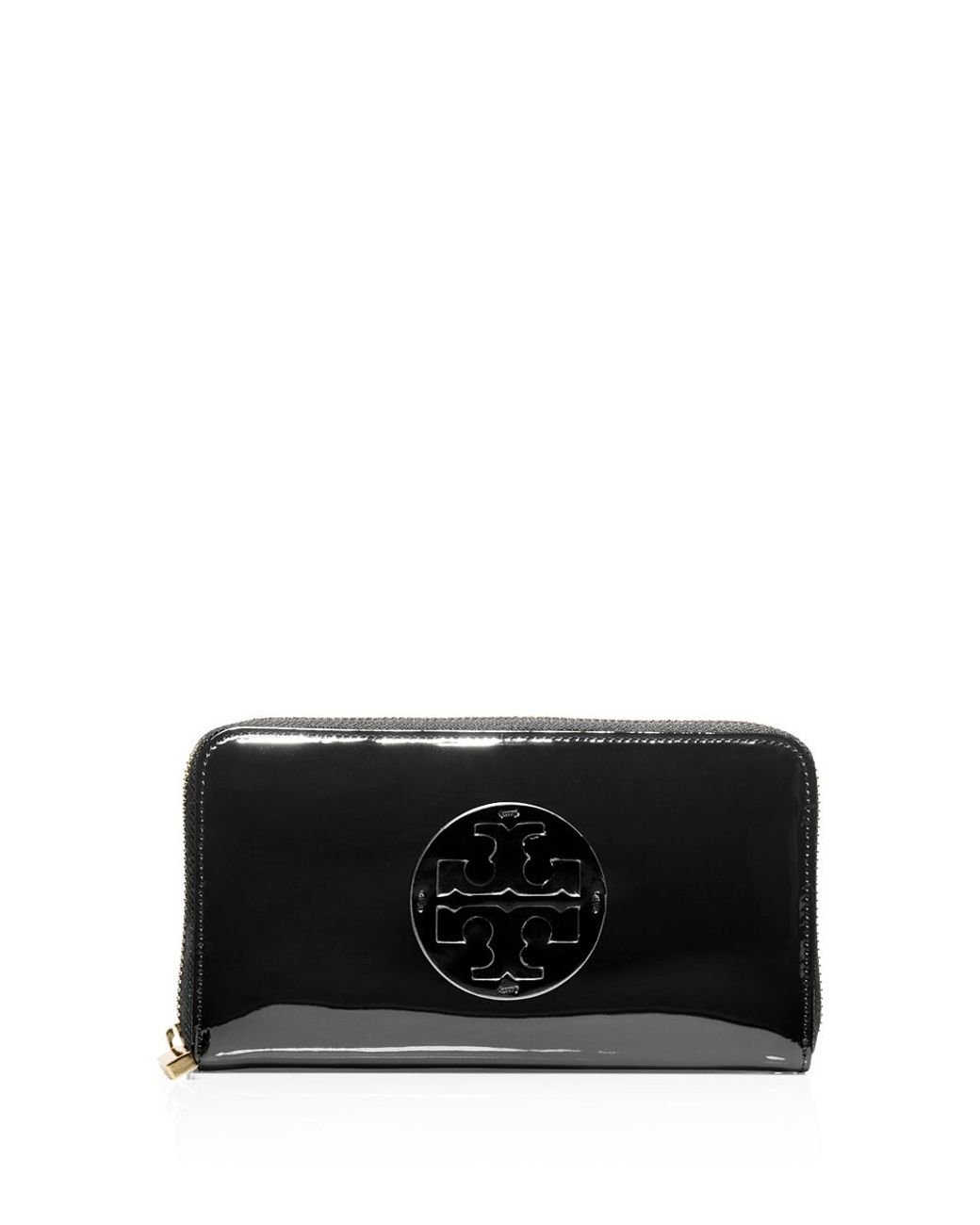 Tory Burch Patent Leather Continental Wallet in Black | Lyst