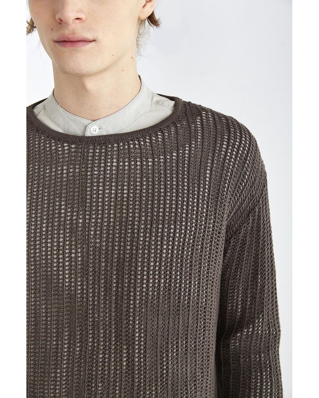Open Knit Crew Neck Sweater 