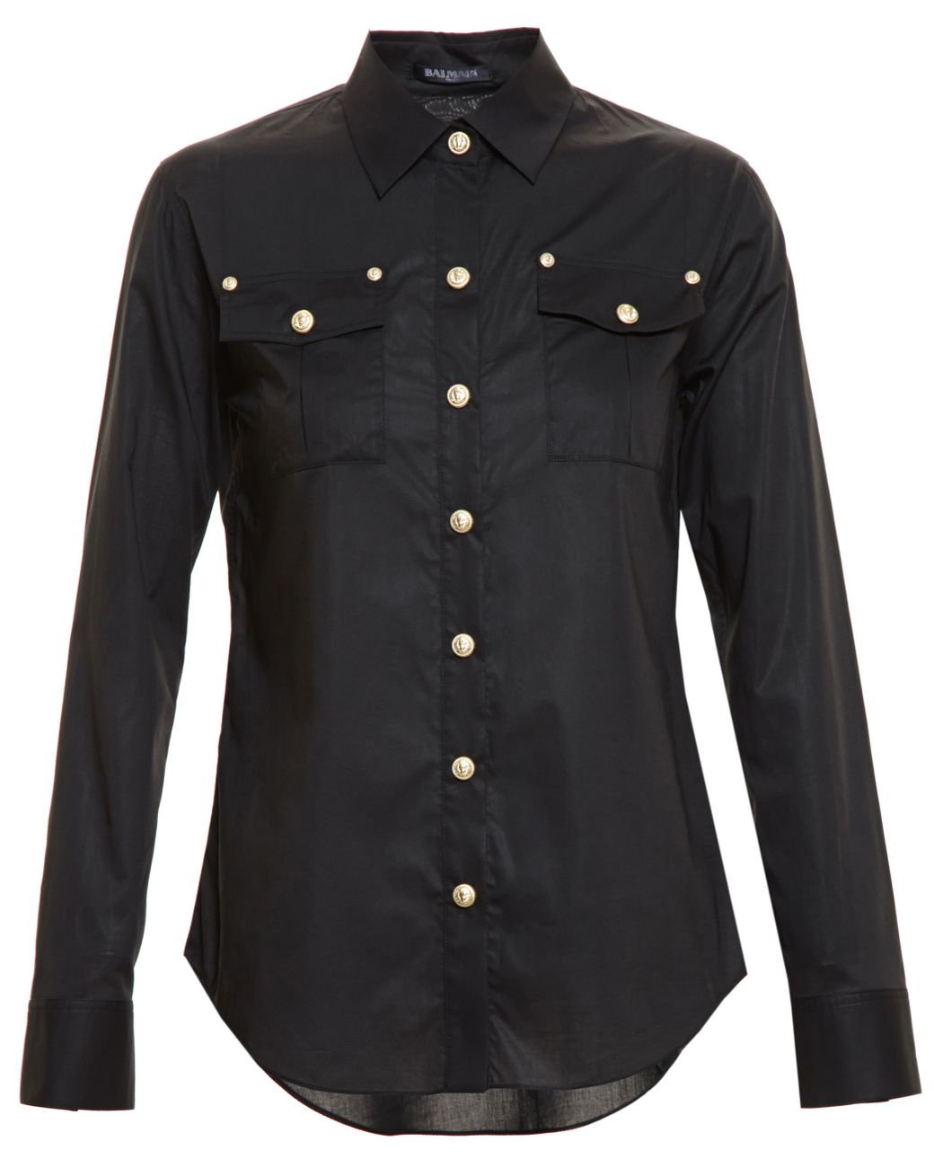 Balmain Shirt With Gold Buttons in Black | Lyst