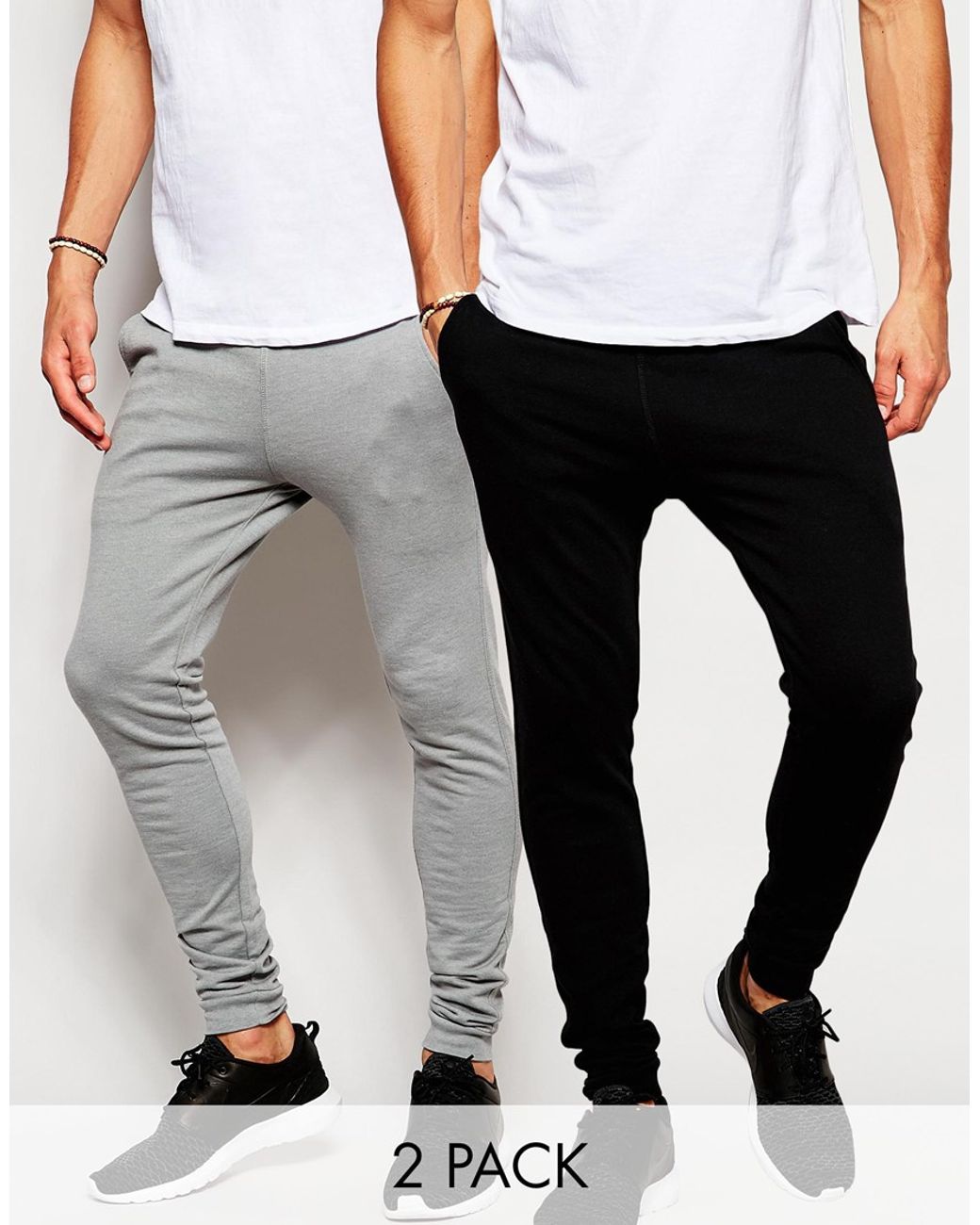 ASOS Cotton 2 Pack Super Skinny Joggers 