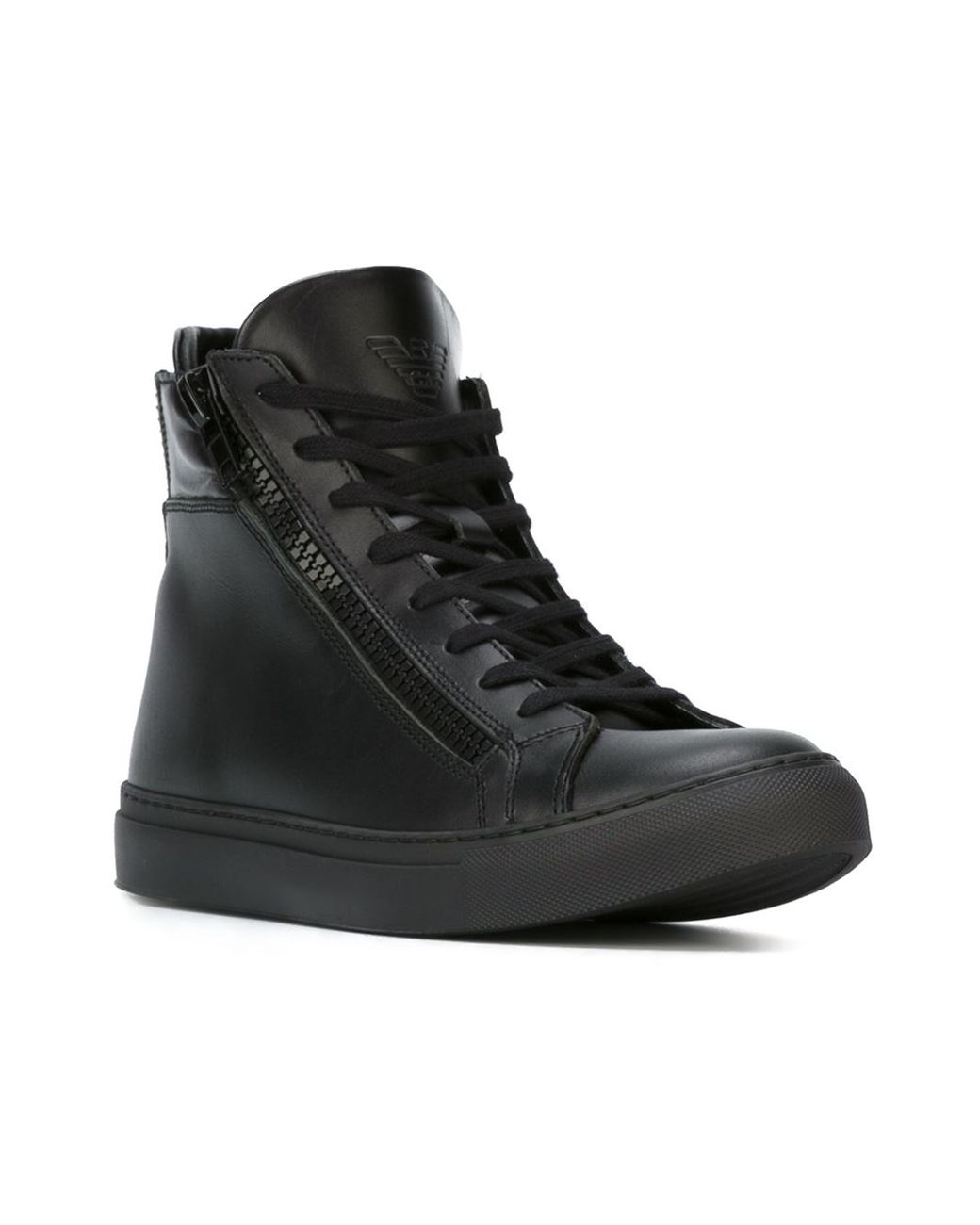 Emporio Armani Zip-Detail High-Top Sneakers in Black for Men | Lyst UK