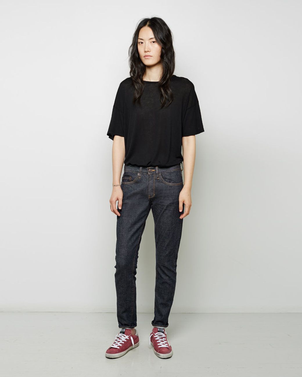 golden goose red suede sneakers