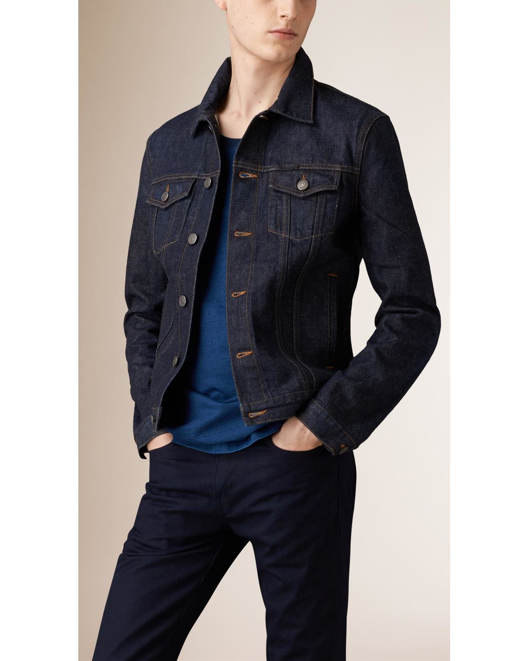 Burberry Japanese Selvedge Denim Jacket in Blue for Men | Lyst