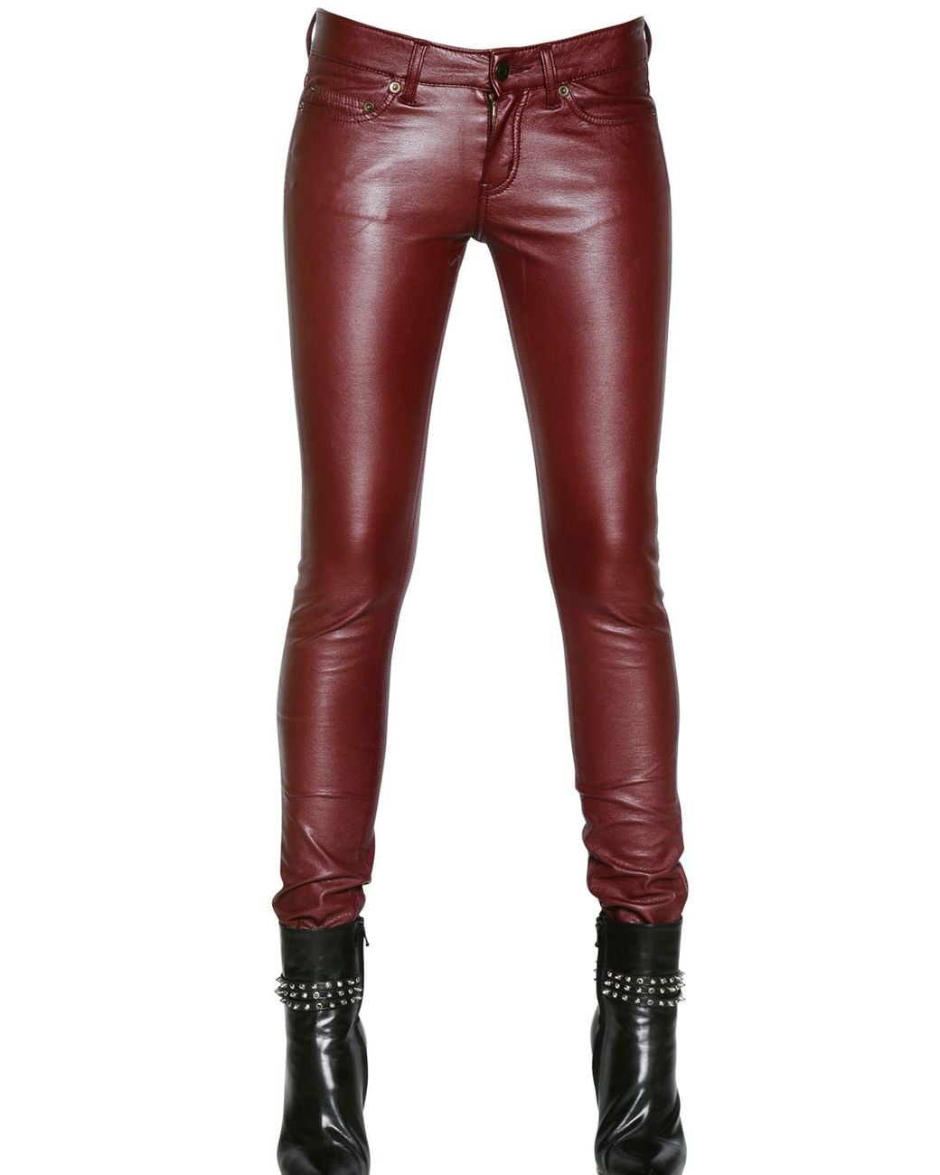 Saint Laurent Faux Leather Trousers in 