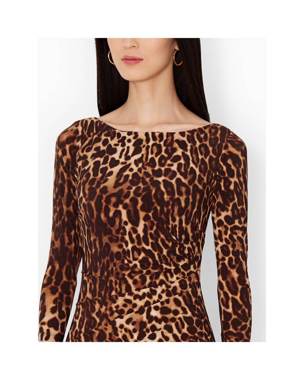 Lauren by Ralph Lauren Leopard-Print Jersey Dress in Brown | Lyst