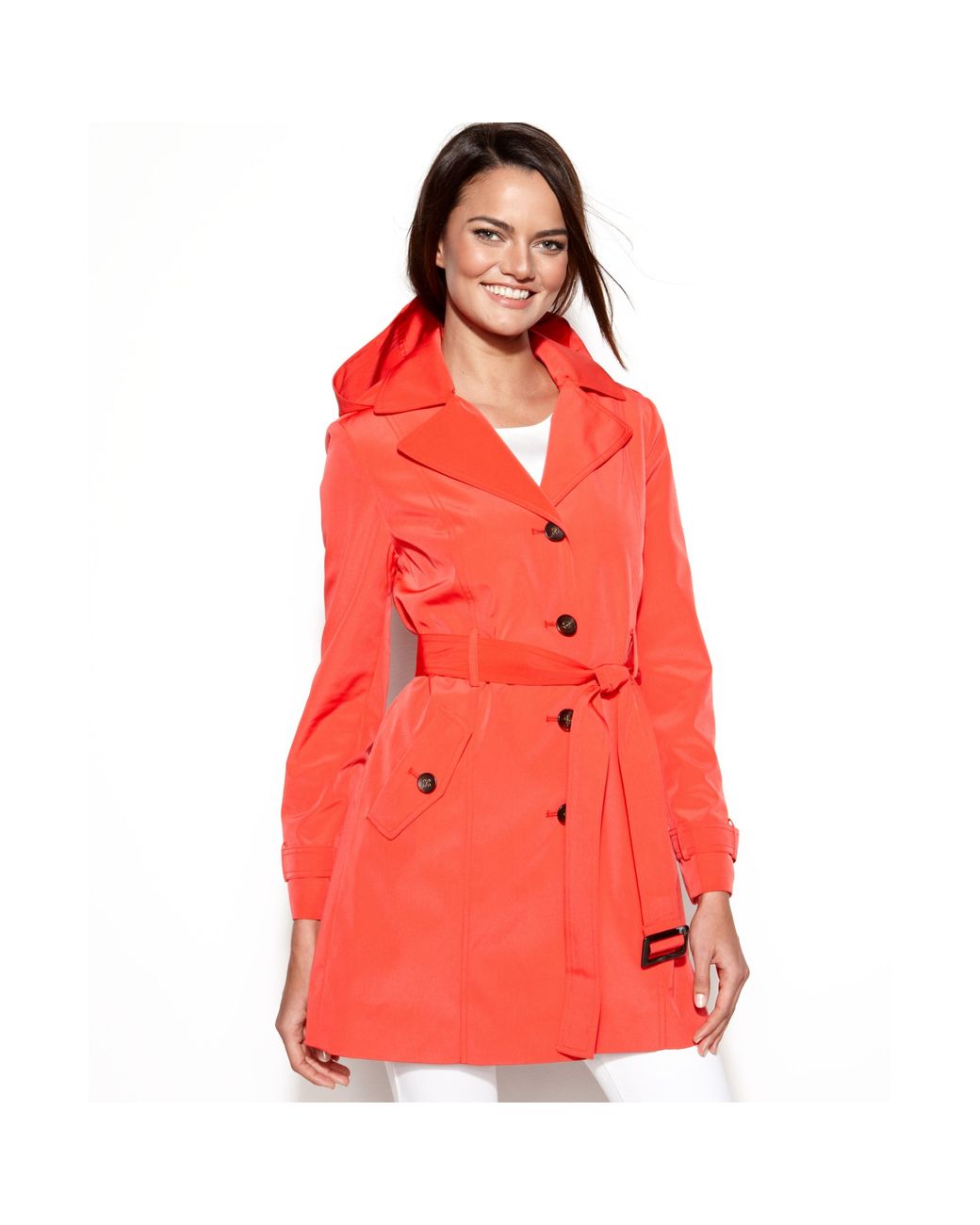 red calvin klein trench coat